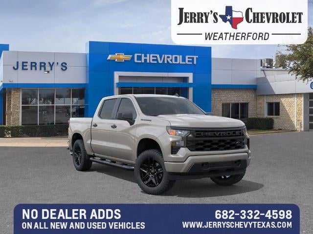 2026 Chevrolet Silverado 1500 Custom in White Sands — front three-quarter view