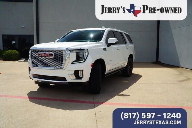2023 GMC Yukon Denali in White Frost Tricoat — front three-quarter view