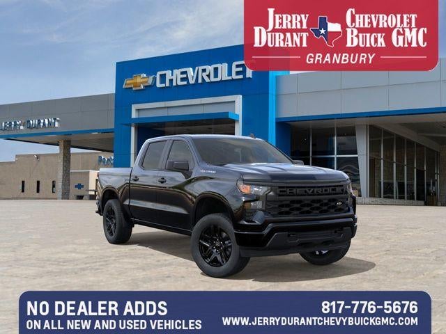 2026 Chevrolet Silverado 1500 Custom in Black — front three-quarter view