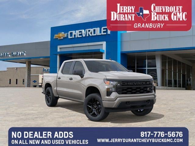 2026 Chevrolet Silverado 1500 Custom in White Sands — front three-quarter view